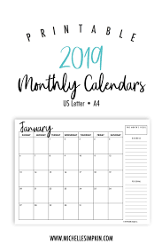 2019 Printable Calendars Plan Out Next Year With These Ink Friendly Beautiful D With Images Monthly Calendar Template Monthly Calendar Printable Calendar 2019 Printable