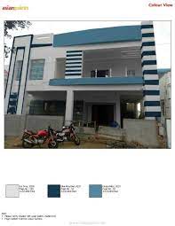 Simple N Elegant Elevation Grey With 2 Types Of Blue House Paint Exterior Exterior Color Combinations House Designs Exterior