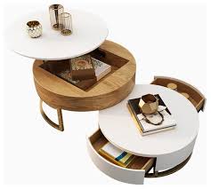 Ymlhome round side table modern minimalism coffee table nightstand accent table wooden tray end table for small spaces living room bedroom office (gold & white). Round Wood Coffee Table With Lift Top And Rotatable Drawer Contemporary Coffee Tables By Popicorns E Commerce Co Houzz