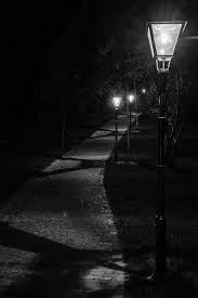 Path Lights Black And White Park Empty Night Dark Night Aesthetic Light In The Dark Black Aesthetic