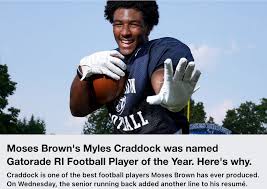 MB senior Myles Craddock named RI Gatorade Football Player of the Year