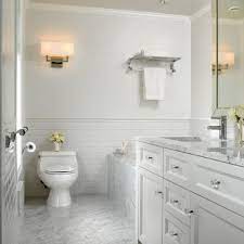 A family bathroom measuring around eight square metres approximate budget: White Marble Bathroom Houzz