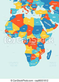 You are free to use above map for educational purposes. Africa Map 4 Bright Color Scheme High Detailed Political Map Of African Continent With Country Ocean And Sea Names Canstock