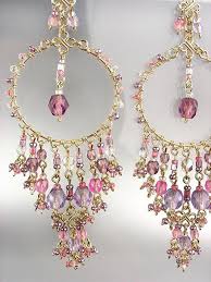 Exquisite Urban Artisanal Pink Purple Crystals Gold Chandelier Earrings B67 Ebay Etsy Earrings Dangle Beaded Earrings Gold Chandelier Earrings