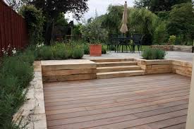 Split Level Patio Garden Retaining Wall Patio Garden Farmhouse Landscaping
