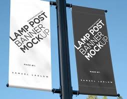 Wanting To Show A Client How Their Advert Would Look When Displayed As Two Lamp Post Banners I Created A Psd With A Smar Sign Mockup Banner Poster Mockup Free