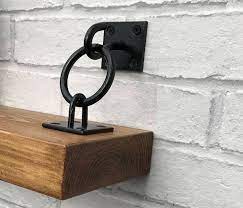 Set Of 2 Rustic Steel Unique Black Floating Shelf Brackets Etsy Shelf Brackets Black Floating Shelves Floating Shelves