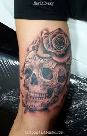 Black And Grey Realism Tattoo Artists London Realistic Sugar Skull Tattoo London Based Tattoo Artist Marie Terry Sugar Skull Tattoos Tattoos For Guys Candy Skull Tattoo
