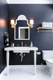 Navy Bathroom With Patterned Flooring Bathroom Trends Navy Bathroom Decor Blue Bathroom Walls