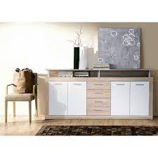 soldes meubles cdiscount cava buffet coloris chene blanc meuble 4 portes 4 tiroirs meuble buffet bas rangement interieur cuisine mobilier de salon