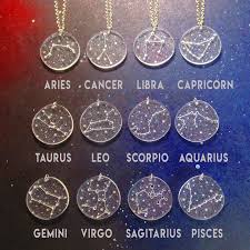 silver glitter astronomy zodiac constellation galaxy stars pendant necklace