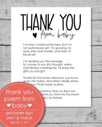 Printable Thank You Poem From Baby 8x10 Sign Thank You Poems Printable Thank You Cards Cute Baby Shower Ideas