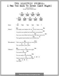 I Had Too Much To Dream Last Night By A Tucker N Mantz On Musicaneo Nights Lyrics Last Night Lyrics And Chords