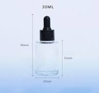 Luxury Customized Cosmetics Packaging Glass Dropper Bottle 30ml Empty Clear  Glass Serum Bottle with Dropper