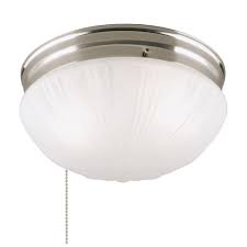 Ceiling fans with lights have a pull chain to turn the fan or the lights on or off. Westinghouse 2 Light Brushed Nickel Flush Mount Interior With Pull Chain And Frosted Fluted Glass 6721000 The Home Depot