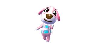 Cookie is a hot pink dog, with a white stripe that starts from the top of her head and goes down to encircle her muzzle. Animal Crossing Ranking Every Dog Villager