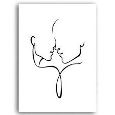 Black And White Line Drawing Prints Simple Minimalist Lovers Wall Art Fine Art Canvas Prints Pink Black White Line Art Drawings With Quotation Modern Nordic Bedroom Wall Decor Black And White Art Drawing Line Art Drawings Fine