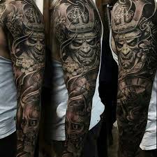 Black And Gray Tattoo Sleeve Ideas Cool Shoulder And Full Sleeve Tattoo Designs For Guys Best Shoulder Tattoos Designs And Ideas Samurai Tattoo Sleeve Full Sleeve Tattoos Best Sleeve Tattoos