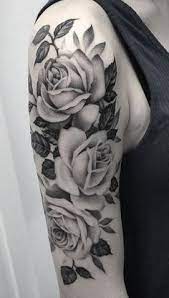 Photorealistic monochrome rose tattoo design. Black And White Rose Tattoo Ideas For Women Flower Arm Sleeve Mybodiart Com White Rose Tattoos Arm Sleeve Tattoos For Women Girls With Sleeve Tattoos