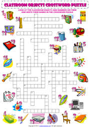 Classroom Objects Crossword Puzzle Esl Exercise Worksheet Classroom Vocabulary Worksheets Classroom Language