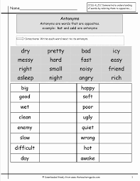 Antonyms Worksheets Grade 2 Best Of 18 Best Images Of 1st Grade Worksheets Synonyms Antony Third Grade Grammar Worksheets Grammar Worksheets Antonyms Worksheet