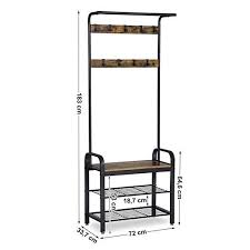 Vasagle Porte Manteau Vintage Vestiaire Meuble D Entree Avec Etagere A Chaussures A 3 Niveaux Stable Armature M Meuble Entree Arbres Couloir Porte Manteaux