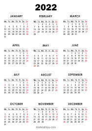 2022 Calendar With Holidays Printable Free White Monday Start Matildastory Com