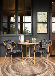 Every Back Porch Needs A Little Stylish Decor This Three Piece Black And White Wicker Bistro Set Is Bistro Table Outdoor Patio Furniture Sets Bistro Table Set