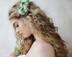 Mint floral hair clip/ pastel peony barrette