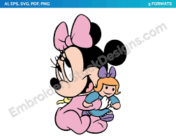 Download Baby Minnie 9 Disney Babies Disney S Famous Characters As Svg Vector For Print In 5 Formats Dsnyb014011 Embroidery Stock Designs Baby Disney Stitch Drawing Baby Minnie