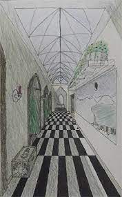 Using the white paper to plan the design, draw a central vanishing point in the exact center of the paper. One Point Perspective Draw A Hallway To Anywhere Gets A Student S Brain Started Do This At The Beginning Of Perspective Art Perspective Drawing Perspective