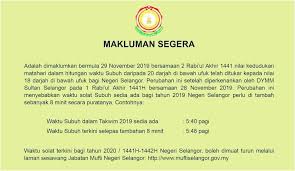 We did not find results for: Perubahan 8 Minit Waktu Solat Subuh Negeri Selangor Kuala Lumpur Labuan Dan Putrajaya 29 Nov Hingga 31 Disember 2019 Denaihati