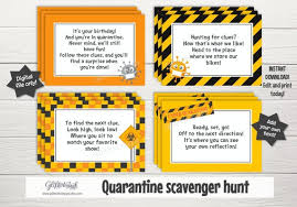 Of course, if you want to personalize the game, then feel free to write your own clues based on personal trivia. Quarantine Birthday Scavenger Hunt Clues Quarantine Treasure Hunt Clue Cards Quarantine Birthday Activity Quarantine Scavenger Hunt By Glitter Ink Designs Catch My Party