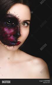 Smiling senior woman with black eye. Creepy Portrait Woman Image Photo Free Trial Bigstock