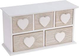 Pretty useful as bedroom nightstand, i suppose. Spetebo Small Wooden Jewellery Box With 5 Drawers Heart White Jewellery Box Storage Box Buy Online In Andorra At Andorra Desertcart Com Productid 119745583