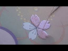 japanese embroidery 日本刺繍 cherry blossom sakura vertical layer technique 刺繍模様 手芸刺繍 手編み刺繍デザイン
