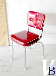 1950s Red Vinyl Diner Chair Chrome Legs Contrast Piping Chair Retro Chair Furniture