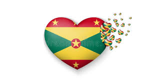 Grenada adopted this flag on february 7, 1974 when they received independence from the united the yellow stars symbolize the seven parishes of grenada and the nutmeg is their largest export. With Love To Grenada Country The National Flag Of Grenada Fly Out Small Hearts On White Background Stock Illustration Illustration Of Grenada Color 138389208
