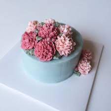 Tiffany Blue Carnation Cake Flower Fancy Cakes Korean Buttercream Flower Kawaii Dessert