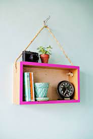 Turn A Wooden Box Into A Modern Hanging Shelf Diy Hanging Shelves Diy Wall Shelves Unique Shelves