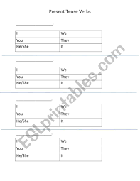 basic verb chart template esl worksheet by tate2859