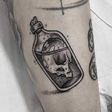 Message in a bottle tattoo. Creepy Message In A Bottle Tattoo Tattoogrid Net