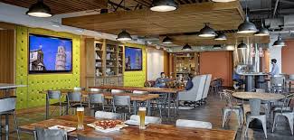 Take A Look Inside The New Tripadvisor Headquarters In Massachusetts Office Break Room Office Design Interior Design Firms