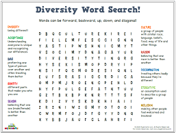 Diversity Word Search Words Can Be Forward Backward Up Down And Diagonal Diversity Inclus Diversity Activities Cultural Diversity Activities Diversity