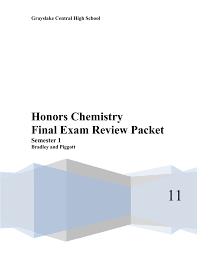 An answer key will be provided at a later date. Honors Chemistry Final Exam Review Packet