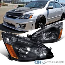 For 03 07 Honda Accord 2 4dr Black Replacement Headlights Amber Signal Lamps Set Honda Accord Honda Honda Accord Sport