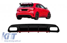 Rear Bumper Valance Diffuser Suitable For Mercedes W176 A Class 2012 2018 A45 Facelift Design Red Edition Carpartstuning Com