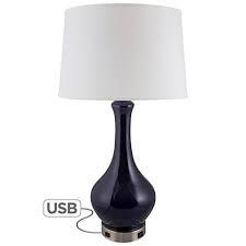 Royal Navy Blue Table Lamp With Outlet And Usb Port 36g74 Lamps Plus Blue Table Lamp Lamp Lamps Plus