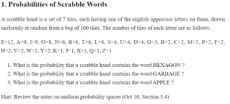 Works great for business names, songs and finding anagrams. Solved 1 Probabilities Of Scrabble Words A Scrabble Hand Chegg Com