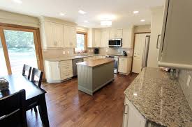 Living room, bedroom, dining room, patio Cream Kitchen With Green Island With Butcher Block Countertop Contemporary Kitchen Cleveland By Cabinet S Top Houzz